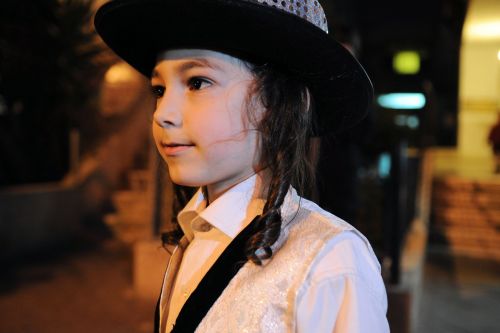 Israel: Children in Israel - Bnei Braq - Purim festivities: A young boy disguised.