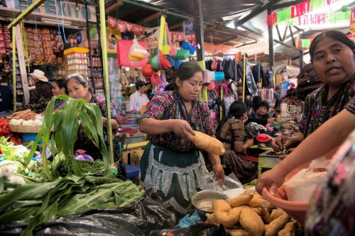 Markets-Vendors - Almolonga market, Guatemala: Busy bustling batata brokers