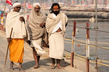Faces of India: Three friends arriving to the Kumbh Mela festivities in Allahabad