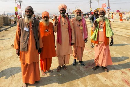 Faces of India: Allahabad; a group of old men at the Kumbh Mela festivities