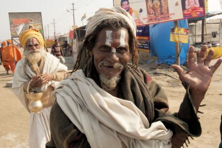 Faces of India: Allahabad;  greeted by a Sadhu