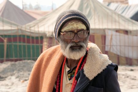 Faces of India: Allahabad;  Reflective Sadhu